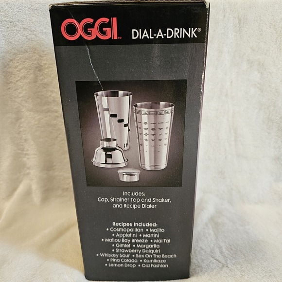 OGGI Dial A Drink Cocktail Shaker - Gold, 15 Recipes, Built in Strai
